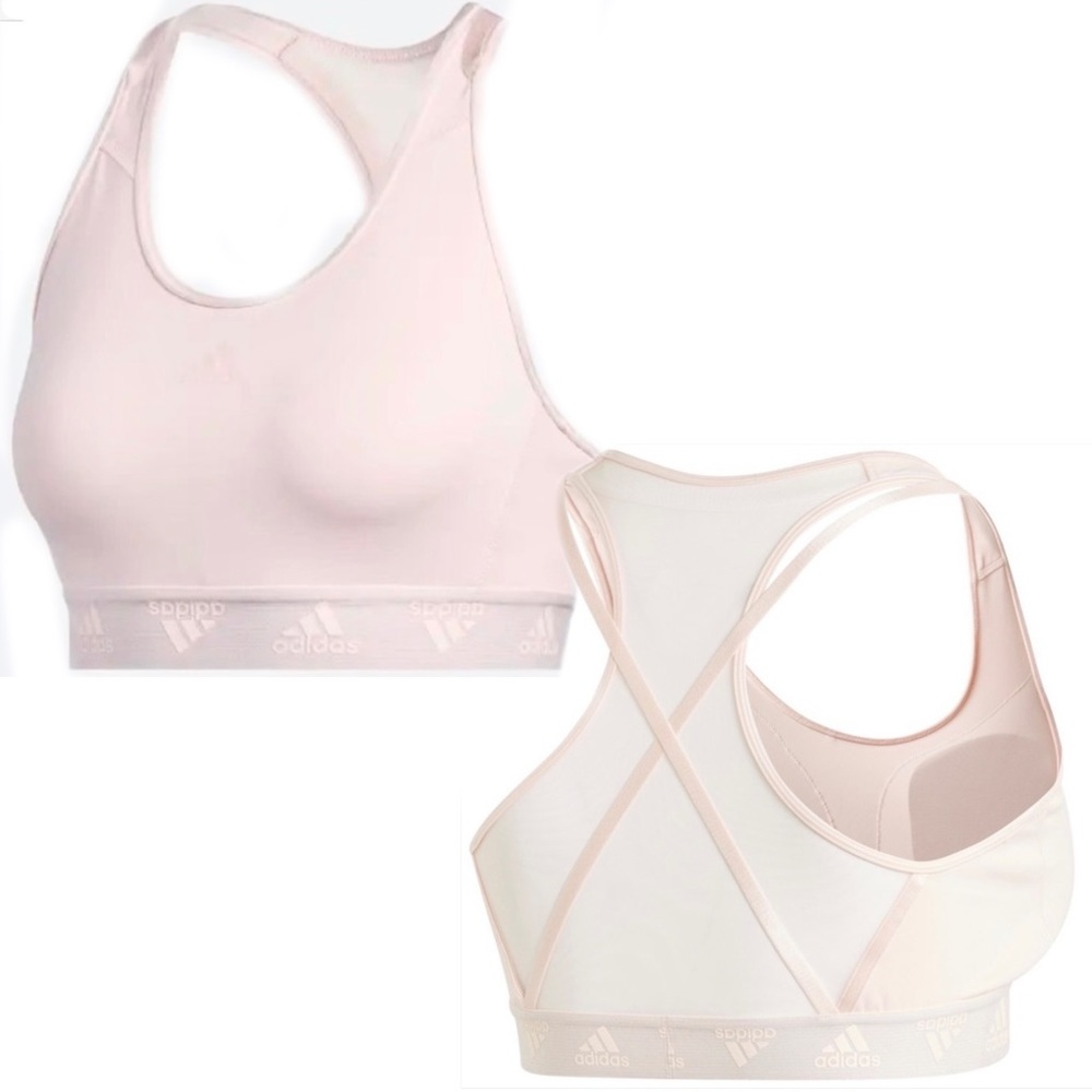 Adidas Don’t Rest Badge of Sport Glam on Bra in Pale Baby Pink